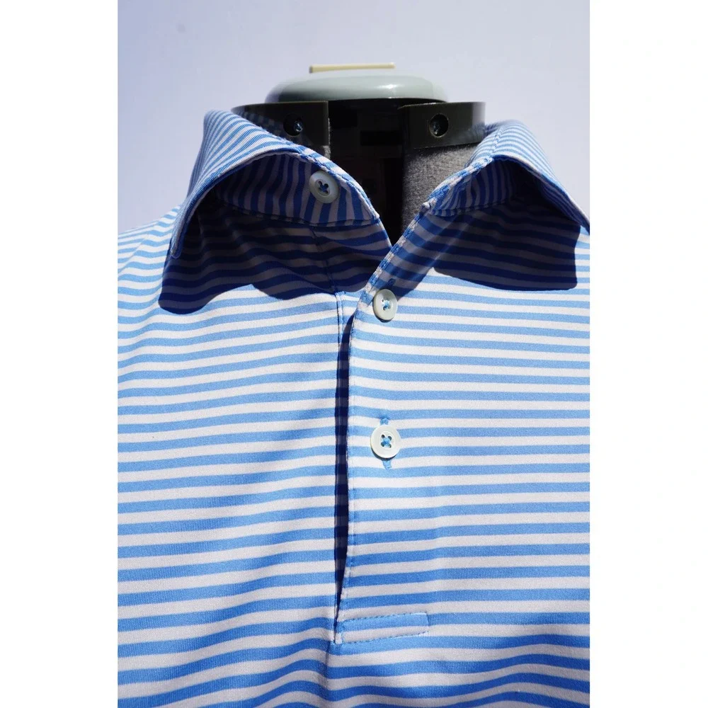 Rhoback Mens Polo, XXL, The Birdie Stripe, Short Stop Blue - Picture 6 of 7
